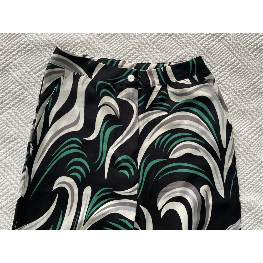 Amy & Clo Womens Pants Sz S NWT Lightweight Wide Leg Sheer Black White Green - Picture 2 of 8